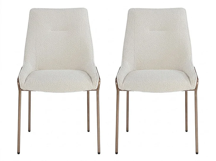 Modus Furniture Winston Upholstered Metal Leg Dining Chair in Cream and Black FMBF63B (Set of 2)