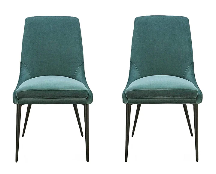 Modus Furniture Winston Upholstered Metal Leg Dining Chair in Smoked Green and Black FMBF63G (Set of 2)