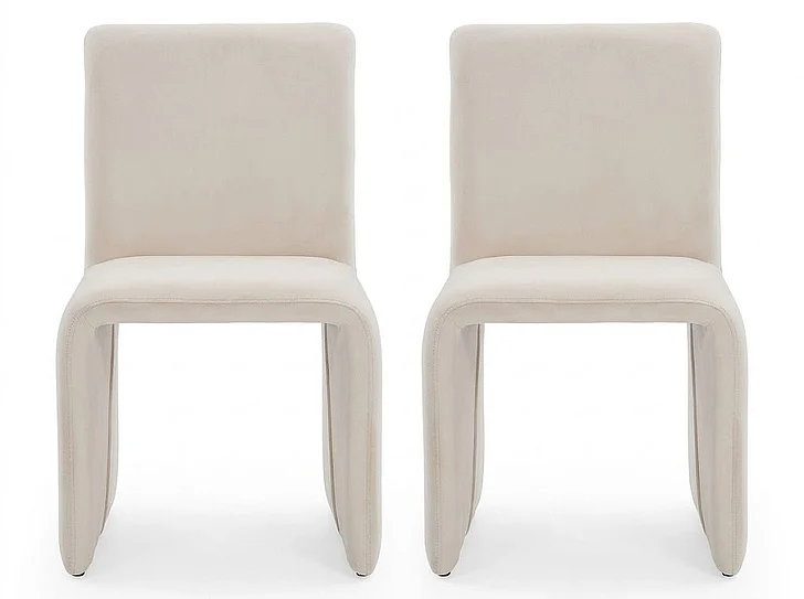 Modus Furniture Winston Fully Upholstered Side Chair in Sand Velvet FMBF64A (Set of 2)