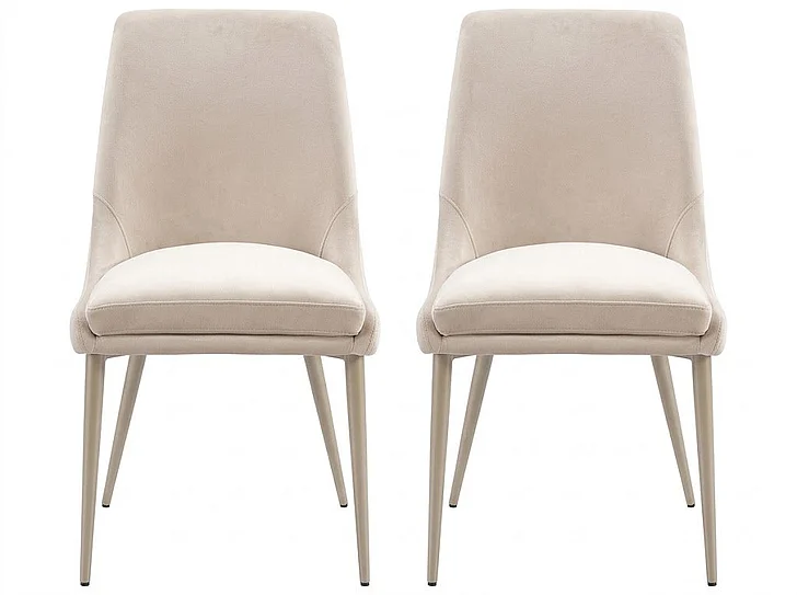 Modus Furniture Winston Upholstered Metal Leg Dining Chair in Cream and Champagne FMKR63 (Set of 2)