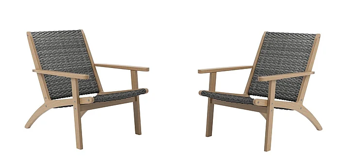 New Classic Radius Patio Wood & Gray Wicker Side Chair (Set of 2) G5532-72;G5532-72 PROMO