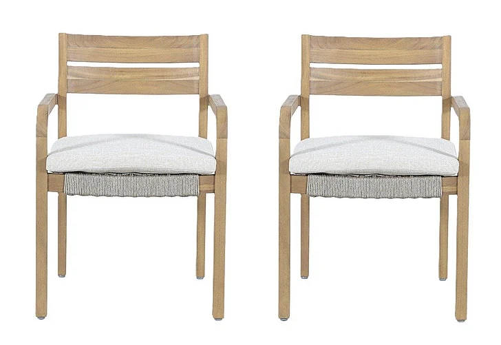 New Classic Arden Outdoor Wood and Wicker Dining Chair in Natural (Set of 2) G6235-DC PROMO