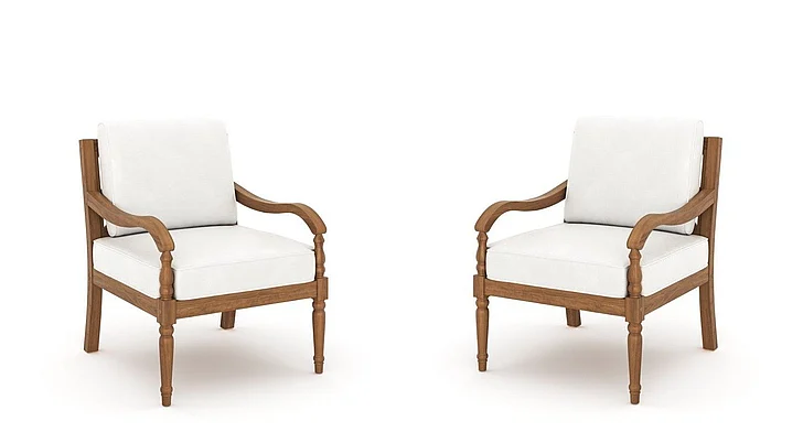 New Classic Savannah Set Of Two Club Chairs - White Linen G841W-10S PROMO