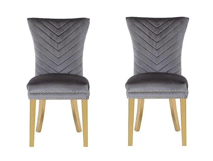 Galaxy Home Eva Gold Legs Dining Chair (Set of 2) in Grey 698781244272