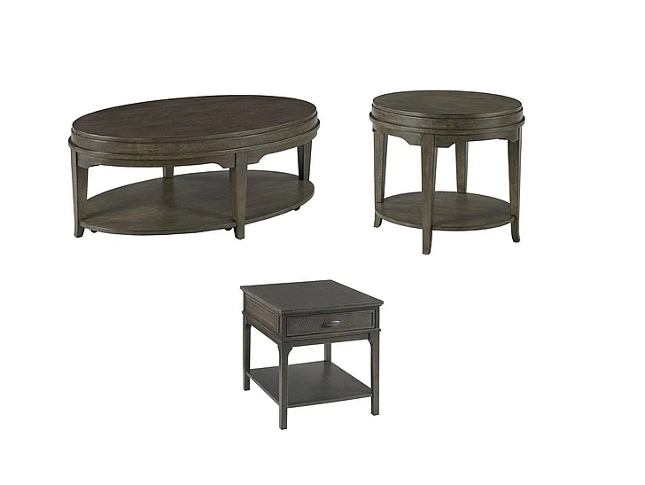 Hammary Serra-Hamilton 3pc Oval Occasional Table Set in Soft Black