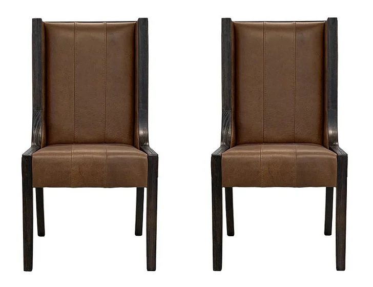 IFD Walnut Upholstered Chair in Translucent Lacquer (Set of 2) IFD3422CHU