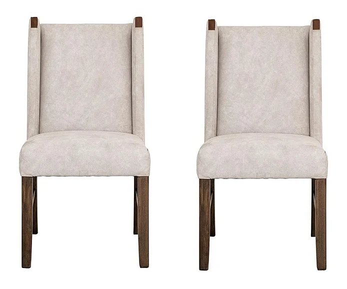 IFD Silver Poly Suede Upholstered Chair in Soft Ivory (Set of 2) IFD6471CHU