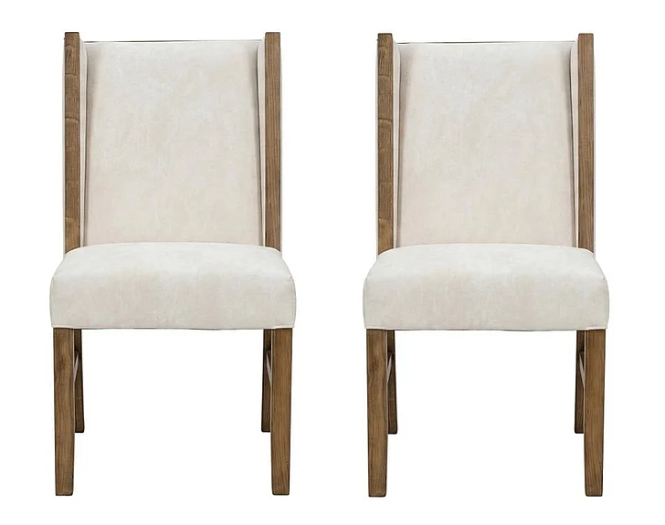 IFD Silver Poly Suede Upholstered Chair in Soft Ivory (Set of 2) IFD6472CHU