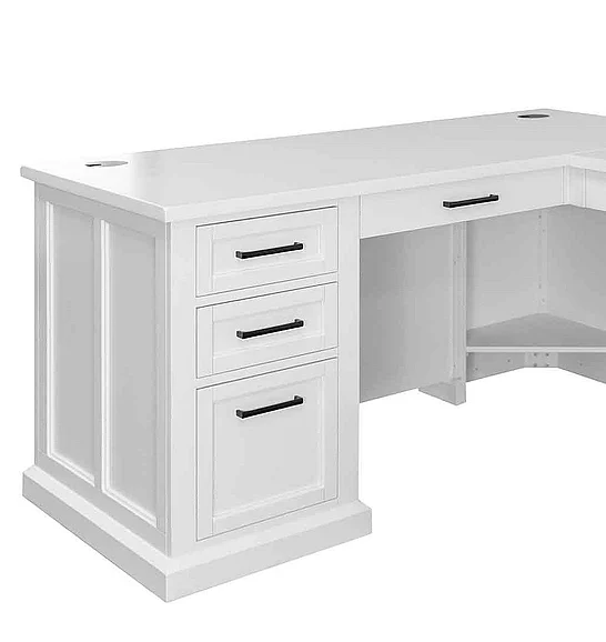 Martin Furniture Abby Pedestal L-desk for RHF Return in White IMAY664R
