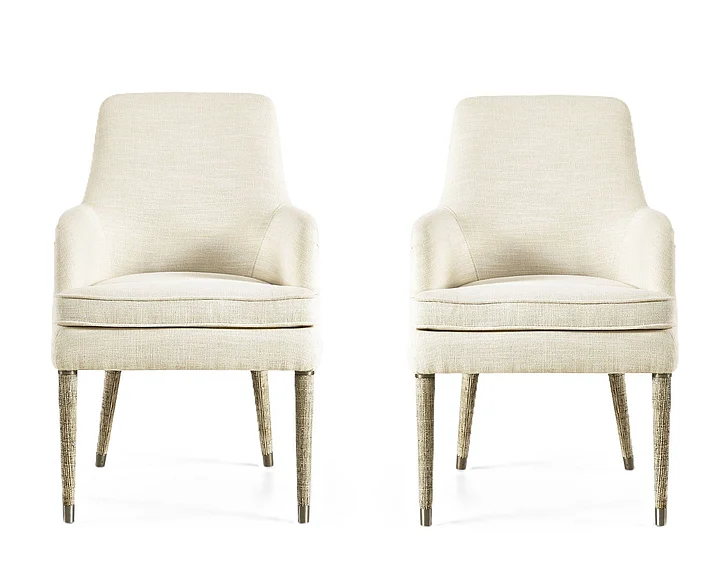 Jonathan Charles Water Shoal Linen & Grasscloth Host Chair KIT in Water Raffia (Set of 2) 001-2-030-LOWK2