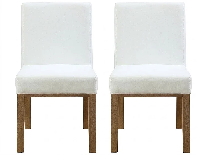 Modus Furniture One Modern Coastal Upholstered Dining Side Chair in White Pearl and Bisque JVLH63 (Set of 2)