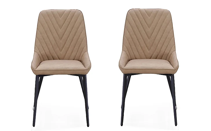 Modus Lucia Metal Leg Upholstered Dining Chair in Honey Synthetic Leather LEPJ63 (Set of 2)