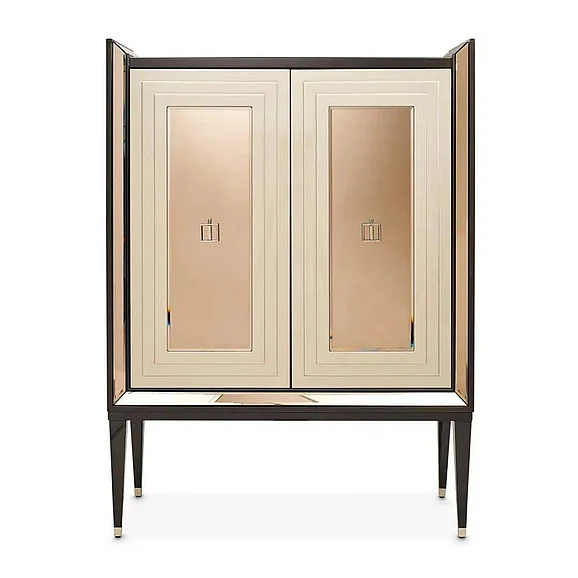 AICO Lousanne Bar Cabinet in Glossy Mocha Sand LFR-LUSN500-414