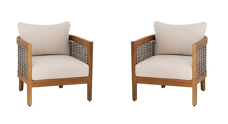 Linon Home St Lucia Club Chairs Set Of 2 in Brown 21014BRN2PCSET