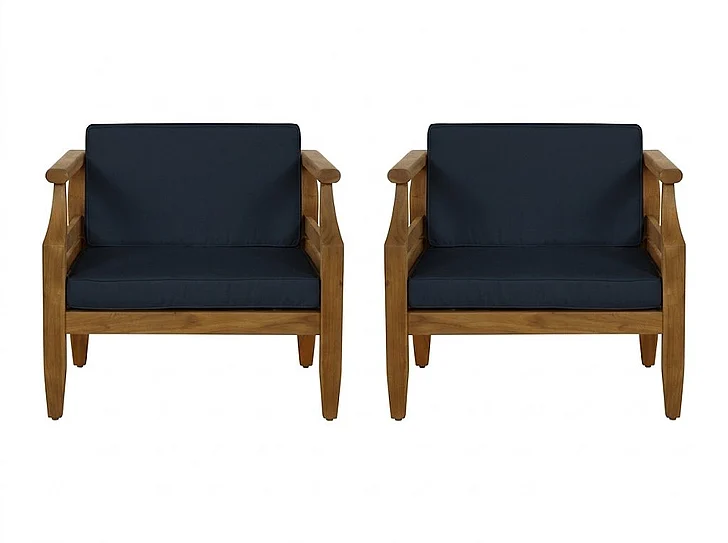Linon Home Corolla Club Chairs Set of 2 in Navy 21015BLU2PCSET