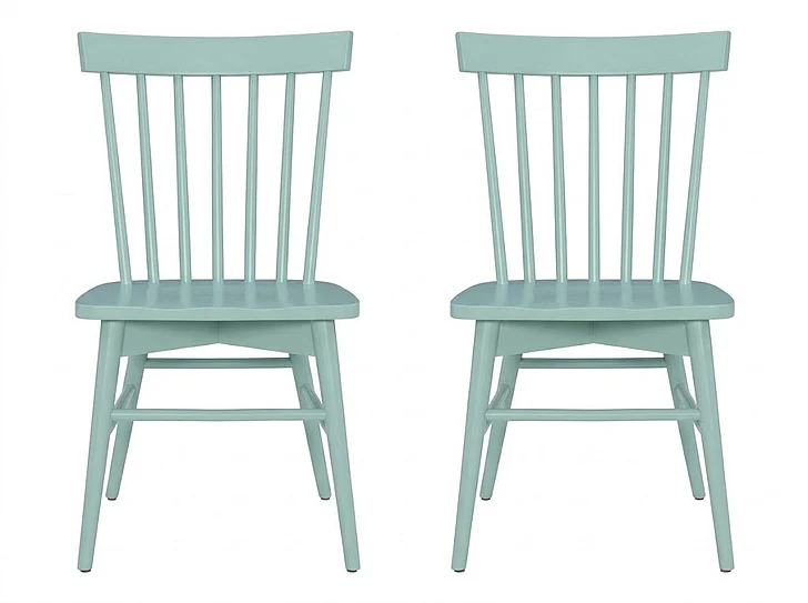 Linon Home Upkd Windsor Dining Chair Set of 2 in Smoke Green 950607GRN2