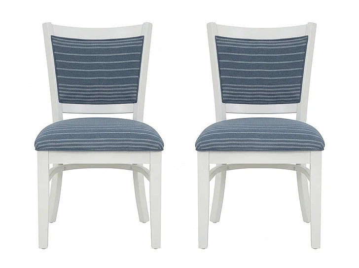 Linon Home Lourdes Side Chair (Set of 2) in Blue Stripe AC405BLU02ASU
