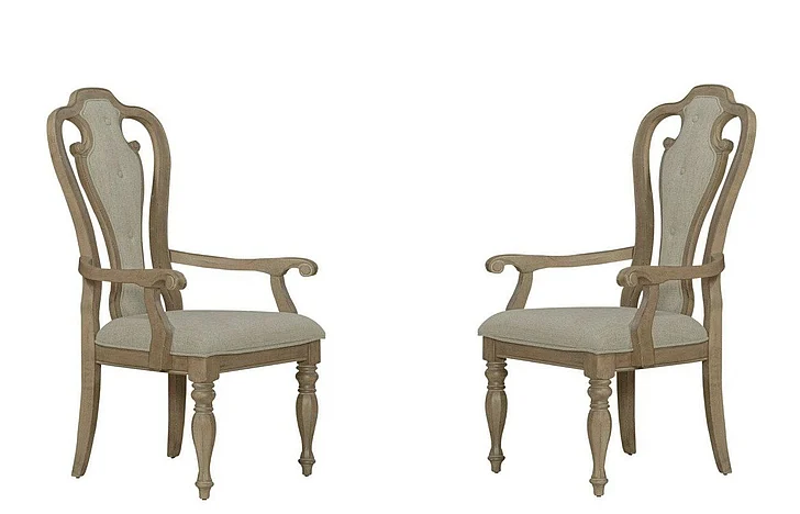 Liberty Furniture Magnolia Manor Splat Back Uph Arm Chair (RTA) in Weathered Bisque 244N-C2501A (Set of 2)