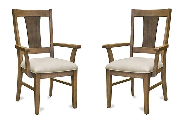 Finn & Louise (Lineage) Sun Haven Upholstered Arm Chair (Set of 2) Natural Oak and Walnut Cream Upholstery FL-D98782-OAK/WNUT