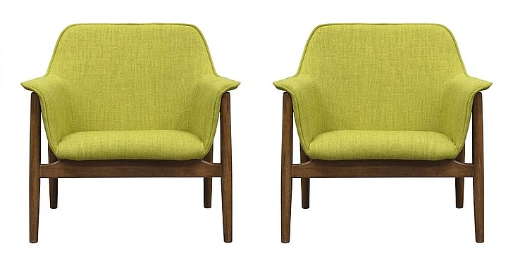 Manhattan Comfort Miller Green and Walnut Linen Weave Accent Chair (Set of 2) 2-AC007-GR