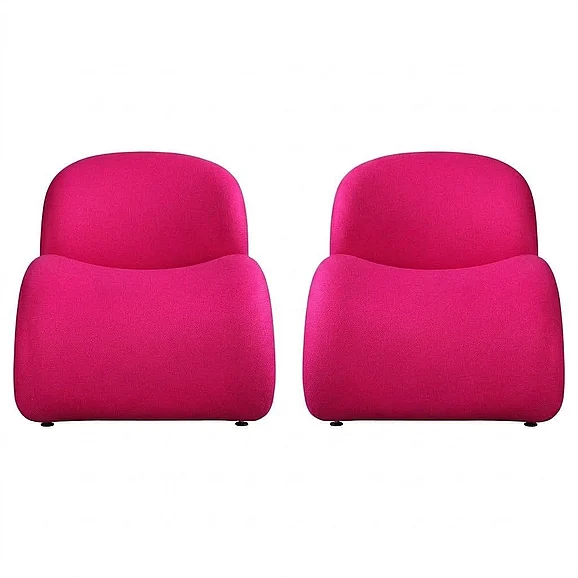 Manhattan Comfort Rosebud Fuchsia Wool Blend Accent Chair (Set of 2) 2-AC013-FS