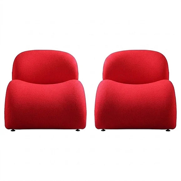 Manhattan Comfort Rosebud Red Wool Blend Accent Chair (Set of 2) 2-AC013-RD