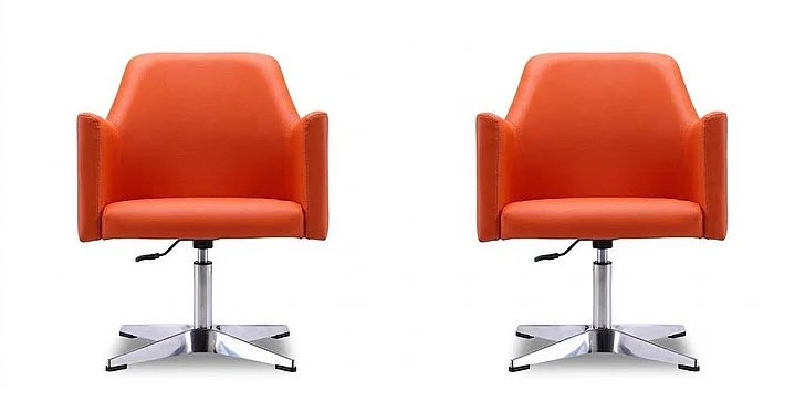 Manhattan Comfort Pelo Orange and Polished Chrome Faux Leather Adjustable Height Swivel Accent Chair (Set of 2) 2-AC030-OR
