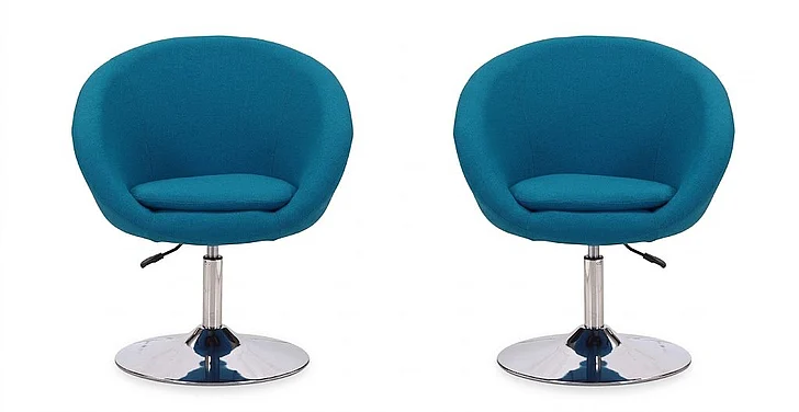 Manhattan Comfort Hopper Blue and Polished Chrome Wool Blend Adjustable Height Chair (Set of 2) 2-AC036-BL