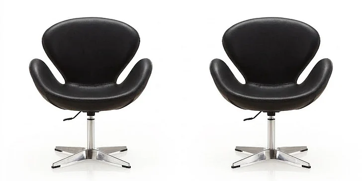 Manhattan Comfort Raspberry Black and Polished Chrome Faux Leather Adjustable Swivel Chair (Set of 2) 2-AC038-BK