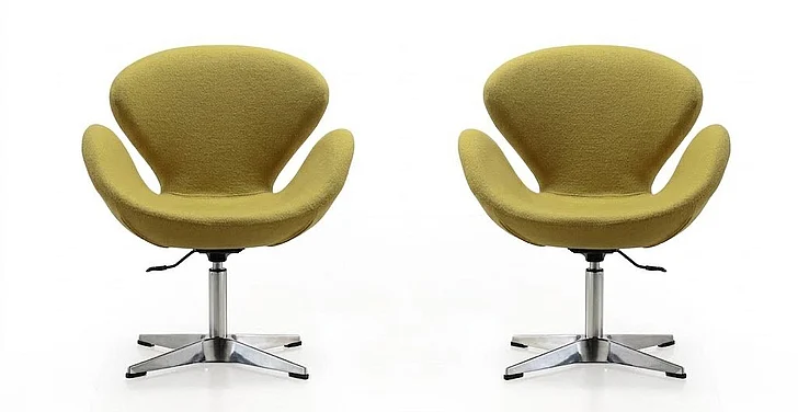 Manhattan Comfort Raspberry Green and Polished Chrome Wool Blend Adjustable Swivel Chair (Set of 2) 2-AC038-GR