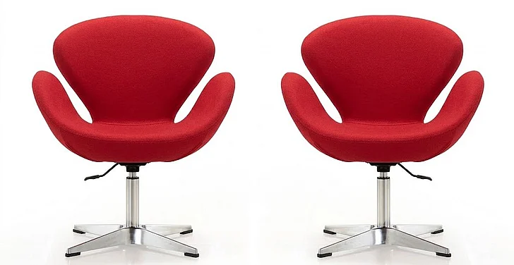 Manhattan Comfort Raspberry Red and Polished Chrome Wool Blend Adjustable Swivel Chair (Set of 2) 2-AC038-RD