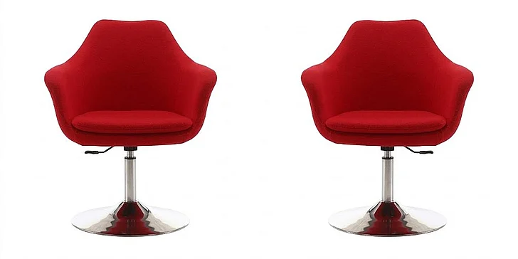 Manhattan Comfort Kinsey Red and Polished Chrome Wool Blend Adjustable Height Swivel Accent Chair (Set of 2) 2-AC039-RD