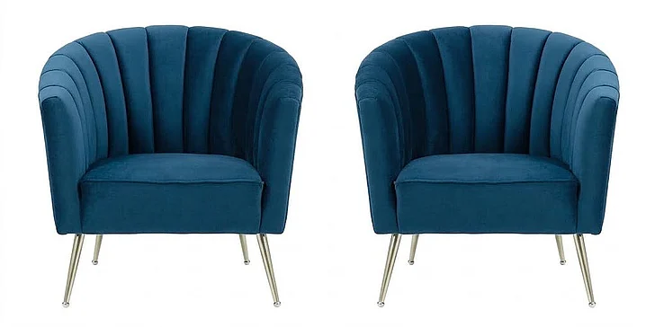 Manhattan Comfort Rosemont Blue and Gold Velvet Accent Chair (Set of 2) 2-AC056-BL