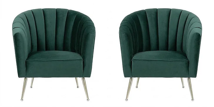 Manhattan Comfort Rosemont Green and Gold Velvet Accent Chair (Set of 2) 2-AC056-GR
