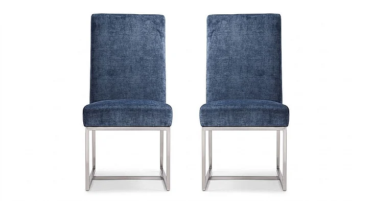 Manhattan Comfort Element Blue Velvet Dining Armchair (Set of 2) 2-DC030-BL