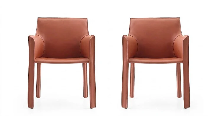 Manhattan Comfort Vogue Clay Faux Leather Arm Chair (Set of 2) 2-DC033-CY