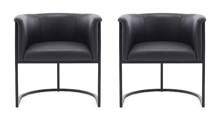 Manhattan Comfort Cosmopolitan Black Faux Leather Dining Chair (Set of 2) 2-DC044-BK