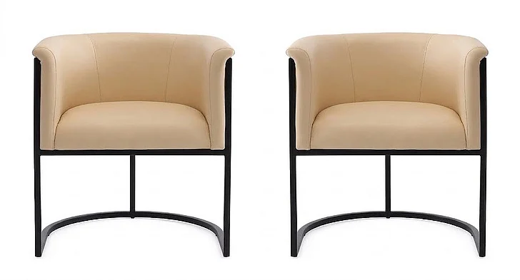 Manhattan Comfort Cosmopolitan Tan and Black Faux Leather Dining Chair (Set of 2) 2-DC044-TN
