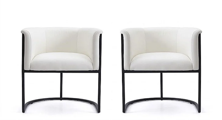 Manhattan Comfort Cosmopolitan White and Black Faux Leather Dining Chair (Set of 2) 2-DC044-WH