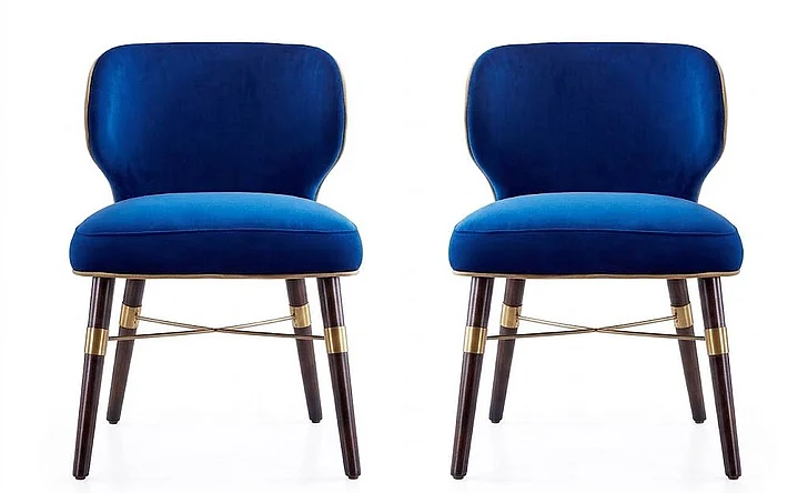 Manhattan Comfort Strine Royal Blue Velvet Dining Chair (Set of 2) 2-DC045-BL