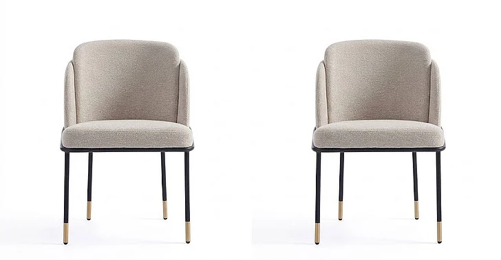 Manhattan Comfort Flor Fabric Dining Chair - Set of 2 in Wheat 2-DC052-WT