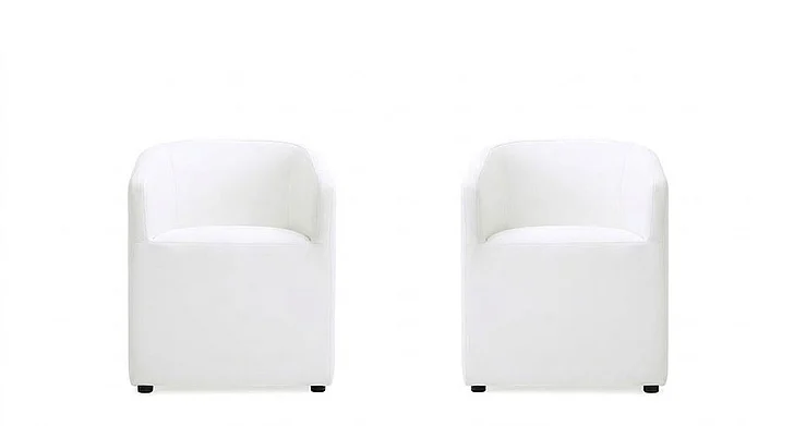 Manhattan Comfort Anna Modern Round Faux Leather Dining Armchair in Cream (Set of 2) 2-DC059AR-CR