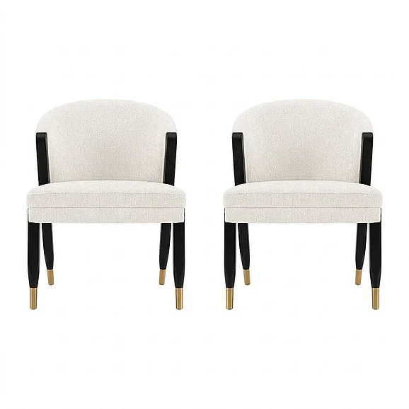 Manhattan Comfort Modern Ola Chenille Dining Chair in Cream- Set of 2 2-DC075-CR