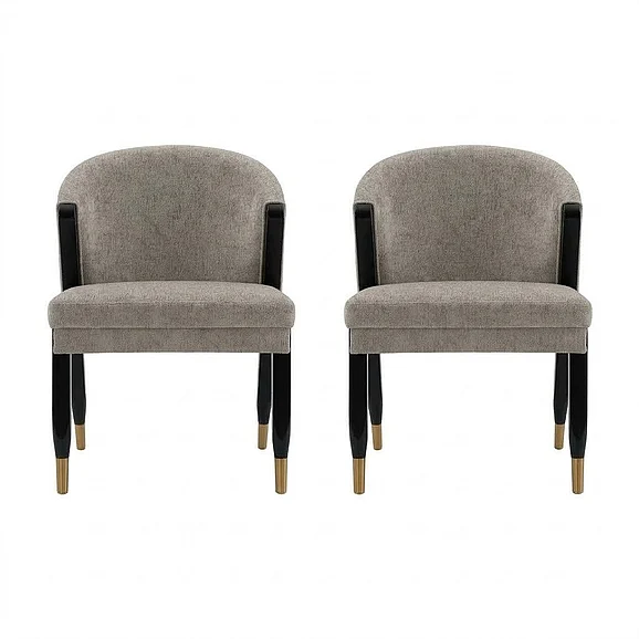 Manhattan Comfort Modern Ola Chenille Dining Chair in Stone- Set of 2 2-DC075-ST