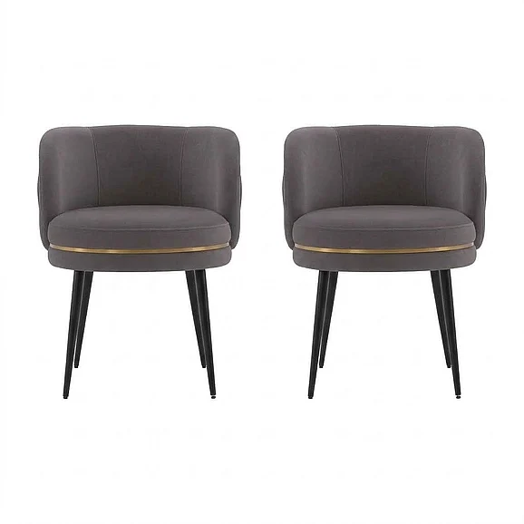 Manhattan Comfort Modern Kaya Pleated Velvet Dining Chair in Grey - Set of 2 2-DC080-GY