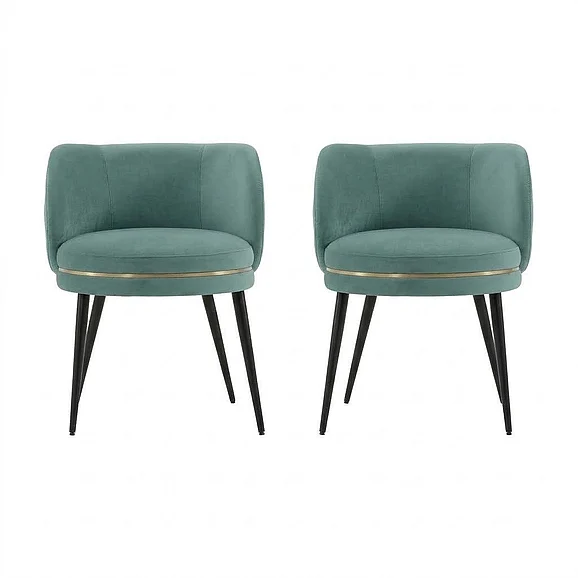Manhattan Comfort Modern Kaya Pleated Velvet Dining Chair in Mint Green - Set of 2 2-DC080-MG