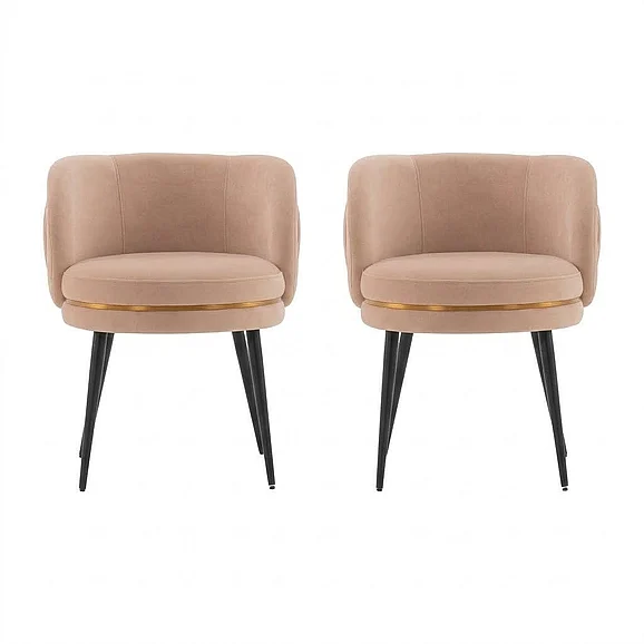Manhattan Comfort Modern Kaya Pleated Velvet Dining Chair in Nude - Set of 2 2-DC080-ND