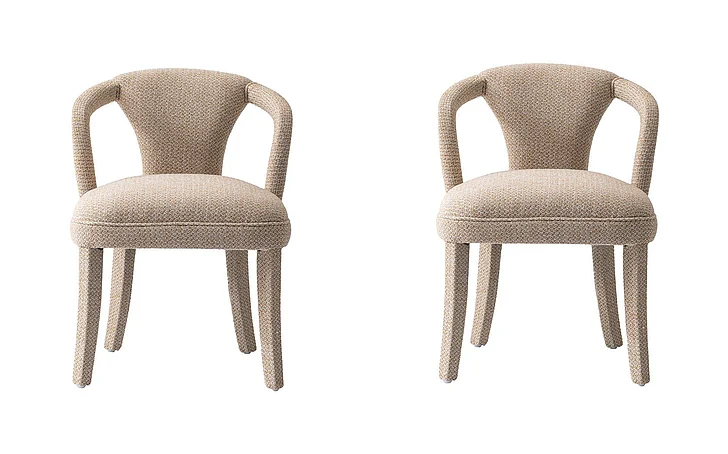 Manhattan Comfort Modern Palmer Tweed Dining Armchair in Gold Dust - Set of 2 2-DC088AR-GD