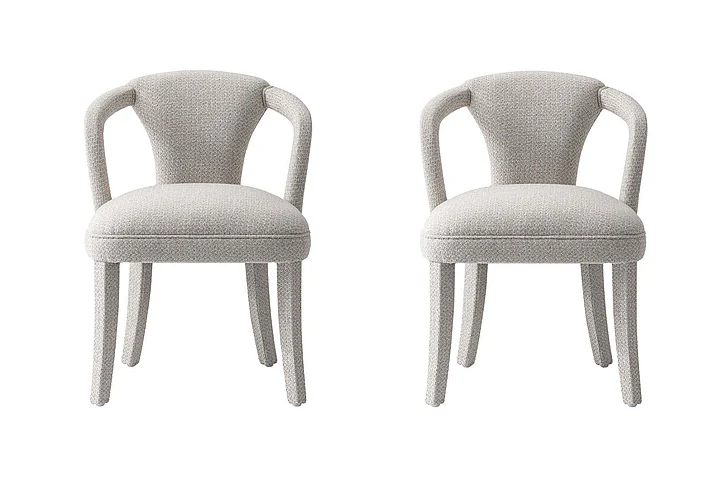 Manhattan Comfort Modern Palmer Tweed Dining Armchair in Silver Lining - Set of 2 2-DC088AR-SL