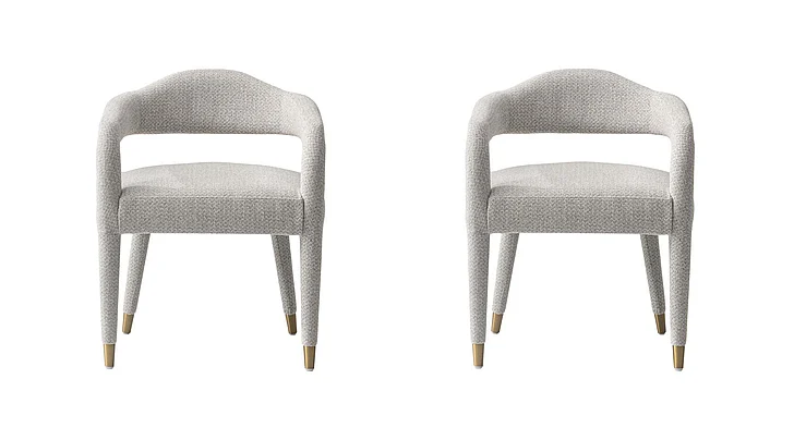 Manhattan Comfort Modern Aspen Tweed Dining Armchair in Silver Lining - Set of 2 2-DC093AR-SL